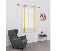 SIMPVALE 1 Pièce Store Romain Translucide Tulle Rideaux Voilages Vertical Poche de Tige pour Chambre Cuisine Salon, Rubans Jaune, Largeur 60cm x Hauteur 140cm