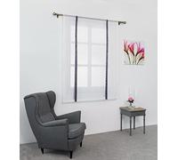 SIMPVALE 1 Pièce Store Romain Translucide Tulle Rideaux Voilages Vertical Poche de Tige pour Chambre Cuisine Salon, Rubans Gris Foncé, Largeur 80cm x Hauteur 120cm