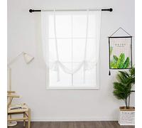 SIMPVALE 1 Pièce Store Romain Translucide Tulle Rideaux Voilages Vertical Poche de Tige pour Chambre Cuisine Salon, Blanc, Largeur 80cm x Hauteur 120cm