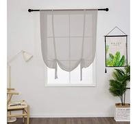 SIMPVALE 1 Pièce Store Romain Translucide Tulle Rideaux Voilages Vertical Poche de Tige pour Chambre Cuisine Salon, Gris, Largeur 100cm x Hauteur 140cm