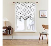 SIMPVALE 1 Pièce Stores Romains Rideaux - Store Romain à Nouer avec Passe-Tringle Rideaux Voile - pour Chambre, Bureau, Salle de Bain, Cuisine, Noir, 120x140cm