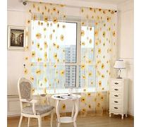 SIMPVALE 2 Pcs Rideaux Voilages avec Motif Chrysantheme Decoration de la Salon Chambre Largeur 100cm Hauteur 270cm Jaune