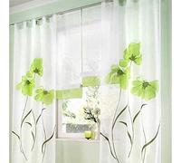 SIMPVALE 2 Pièces Rideaux de la Salon à Pattes Imprimé Floral Manuel Largeur 150cm (Hauteur 225cm, Vert)