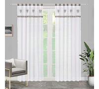SIMPVALE 2 Pièces Rideaux Transparents avec Pattes - Broderie en Forme de cœur - Traitement de fenêtre pour Chambre à Coucher, Salon, Chambre d'enfant, Balcon, Gris, 140x145cm