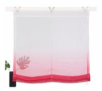 SIMPVALE Angel Bud 1 Pièce Store Romain à Crochets - Rideau Tulle Gradient Couleur pour Chambre à Coucher, Cuisine, Salle de Bain, Balcon, Rouge avec Blanc, 80x130cm