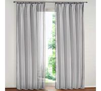 SIMPVALE Lot de 2 Rideaux Transparents - Élégants Rideaux en Voile de Couleur Unie avec Crochets de Rail - pour Chambre à Coucher, Salon, Balcon, Gris, 140x250cm