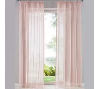 SIMPVALE Lot de 2 Rideaux Transparents - Élégants Rideaux en Voile de Couleur Unie avec Crochets de Rail - pour Chambre à Coucher, Salon, Balcon, Rose, 140x250cm