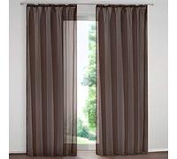 SIMPVALE Lot de 2 Rideaux Transparents - Élégants Rideaux en Voile de Couleur Unie avec Crochets de Rail - pour Chambre à Coucher, Salon, Balcon, Marron, 140x250cm