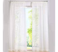 SIMPVALE Lot de 2 Rideaux Transparents - Élégants Rideaux en Voile de Couleur Unie avec Crochets de Rail - pour Chambre à Coucher, Salon, Balcon, Beige, 140x250cm