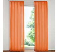 SIMPVALE Lot de 2 Rideaux Transparents - Élégants Rideaux en Voile de Couleur Unie avec Crochets de Rail - pour Chambre à Coucher, Salon, Balcon, Orange, 140x250cm