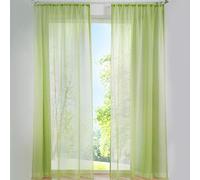 SIMPVALE Lot de 2 Rideaux Transparents - Élégants Rideaux en Voile de Couleur Unie avec Crochets de Rail - pour Chambre à Coucher, Salon, Balcon, Vert Clair, 140x250cm
