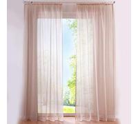 SIMPVALE Lot de 2 Rideaux Transparents - Élégants Rideaux en Voile de Couleur Unie avec Crochets de Rail - pour Chambre à Coucher, Salon, Balcon, Marron Clair, 140x250cm