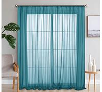 SIMPVALE Lot de 2 Rideaux Transparents - Élégants Rideaux en Voile de Couleur Unie avec Crochets de Rail - pour Chambre à Coucher, Salon, Balcon, Bleu, 140x250cm