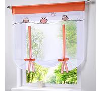 SIMPVALE Rideau de Fenetre Broderie Hibou pour Cuisine Ecrans de Bain Blanc 100 * 140cm