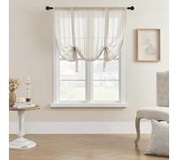 SIMPVALE Rideau Voilage Apparence du Lin Store Romain Translucide Intérieur Voile pour Chambre Balcon Salon Cuisine Largeur 120 cm/Hauteur 140 cm