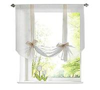 SIMPVALE Rideau Voilage Transparent Store Romains avec Passe-Tringle pour Salon, Chambre à Coucher Balcon Cuisine Salle de Bain, Marron Clair, 140x140cm
