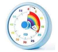 SIMQELLI Minuteur Visuel pour Enfants, Compte à Rebours de 60 Minutes, Silencieux/Fort, Motif Arc-en-Ciel, Outil de Gestion du Temps pour Salle de Classe, Cuisine (Bleu)