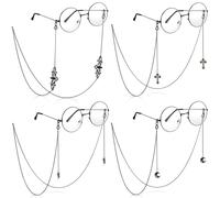 SIMRCIO Lot de 4 chaînes de lunettes pour homme et femme - Noir - Style gothique chauve-souris lune - Porte-lunettes d'Halloween - Noir - Taille L - 42, Noir , 44