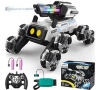 SIMREX Chien Robot Télécommandé pour Enfants, Voitures RC Cascades avec Yeux LED & Contrôle par Gestes, Cadeau d'anniversaire pour Garçons et Filles, Jouet Interactif avec Roues Mecanum, 3 Sons