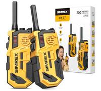 SIMREX Talkie Walkie Enfants Set de 2 Pièces, pour 3 à 8 Ans, Jouets Portée de 200 Mètres (Jaune - Noir)