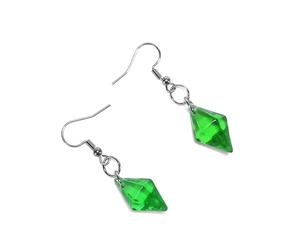 Sims Plumbob Boucles d'oreilles pendantes en acier inoxydable et résine Vert, Acier inoxydable, Résine