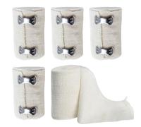 Simsky 5 Pièces Bandage Médical Élastique, Bande de Crêpe Médicale 4.5 m x 5 cm, 5 Rouleaux, Compression Extensible, Absorbant et Réutilisable en Coton Pur