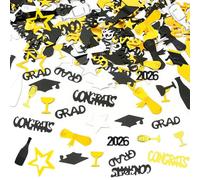 Simsky Lot De 100 Confettis Décoratifs Pour Remise De Diplôme 2026 - Noir Et Doré - Chapeau De Diplôme - Décoration De Table - Cadeau D'Examen