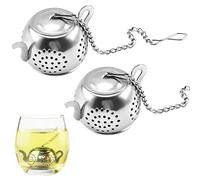 Simsky Lot de 2 Filtre à Thé, Passoire à Thé, Filtre The En Acier Inoxydable Infuseur à Thé,Boule à Thé,Infuseur à Thé Trou Fin avec Chaîne et Couvercle,Pour Tasses Et Théières De Différentes Tailles