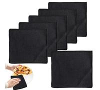Simsky Lot de 6 torchons lavables, noirs, en microfibre, 20 x 20 cm, pour cuisine et barista, gaufrés, lavettes, chiffons de nettoyage non pelucheux