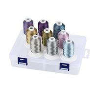 Simthread Bobine de fil à broder métallique avec boîte de rangement, 700 m, 9 couleurs pour machine à broder et à coudre