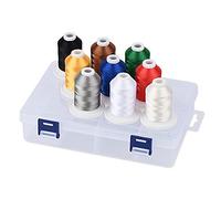 Simthread Fil à broder avec boîte de rangement - 12 options - 800 m/bobines, 9 couleurs standard pour machine à broder et à coudre