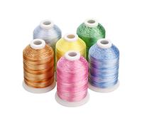 Simthread Fil à Broder Machine 40WT, 6 Bobines de Fil Polyester Panaché 1000 m/1100 Yards, Couleurs Dégradées pour Brother, Janome, Singer, Pfaff, Bernina, Babylock
