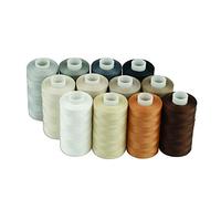 Simthread Fil à coudre en coton - Pour couture et machine de matelassage - 500 mètres/bobine - 12 couleurs neutres