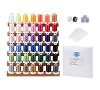Simthread Fil de machine à broder et Tear Away Stabilisateur de Broderie - 42 couleurs Brother 40WT 500M - Poids du stabilisateur 1,8OZ 8 "x 8" 100 Feuilles Précutées pour machine à broder