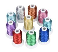 Simthread Kit de fils métalliques pour machine à broder 10 couleurs essentielles 500 m (550Y) pour broderie informatisée et couture décorative - Essential 1
