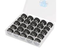Simthread Lot de 25 fils de canette pré-enroulés noirs taille L (SA155) 60 WT pour machine à broder Brother, Husqvarna, Pfaff, avec étui de range