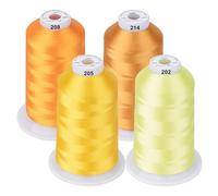 Simthread Lot de 4 bobines de fil à Broder polyester 5000 mètres/Bobine, Couleurs d'or - pour machine Babylock, Janome, Singer, Kenmore