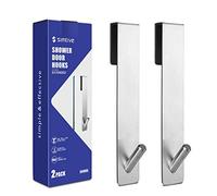 Simtive Lot de 2 crochets de porte étendus (17,8 cm) pour porte de douche en verre sans cadre, crochets porte-serviettes, argent