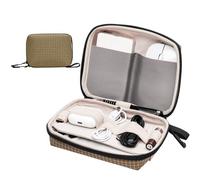 SIMTOP Organisateur Câbles Compact, Pochette Voyage PC Grille Marron | Organisation compacte pour câbles, chargeurs, power bank et cartes SD, idéale en voyage, au bureau ou pour le matériel photo