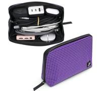 SIMTOP Sac Organisateur Câble Étanche - Compact pour USB/Souris/Voyage, Stockage Professionnel & Déplacement Grand Carreaux Violets
