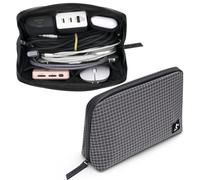SIMTOP Sac Organisateur Câble Étanche - Compact pour USB/Souris/Voyage, Stockage Professionnel & Déplacement Grand Carreaux Noirs