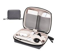 SIMTOP Trousse Organisateur Câbles Compacte, Sac de Rangement pour Accessoires PC, Power Bank, Câbles, Cartes SD - Idéal Voyage/Bureau/Photographie (Grille Noire)