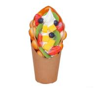 Simulated Egg Waffle Model PU Fake Food Prop 21.5cm(colorful fruits)
