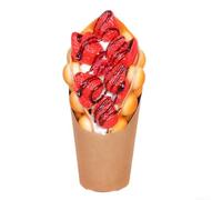 Simulated Egg Waffle Model PU Fake Food Prop 21.5cm(strawberry ice cream)