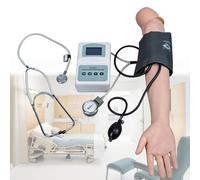 Simulateur de bras d'entraînement de pression artérielle, modèle de pratique artérielle réglable, outils éducatifs et pédagogiques, livré avec un sphygmomanomètre et un stéthoscope