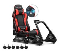 Simulateur de conduite - GTPLAYER - Siège volant PC - Cuir rouge - Haut-parleurs 3D - Réglable
