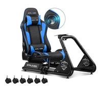 Simulateur de conduite - GTPLAYER - Universel - Support volant réglable - Siège à haut-parleurs 3D - Bleu