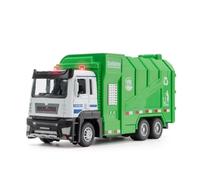 Simulation Construction Ingénierie Voiture Camion-poubelle à double crochet, échelle 1:32, modèle réduit en métal moulé sous pression, friction. Véhicule de chantier. Piles non incluses(Garbage Truck)