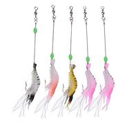 Simulation Crevettes Leurre Appât Haute Simulation Doux Lumineux Artificiel Matériel De Pêche avec Crochet pour Truite Perche Saumon Pêche Silicone Matériel 8 cm 5 Pièces