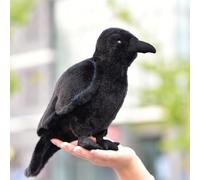 Simulation Crow Peluche Peluche Animal Oiseau Poupée avec des Fils D’Aluminium sur Les Deux Pieds pour Se Tenir Fermement, There are Aluminum Wires on Both Feet and It Can Stand Firmly.